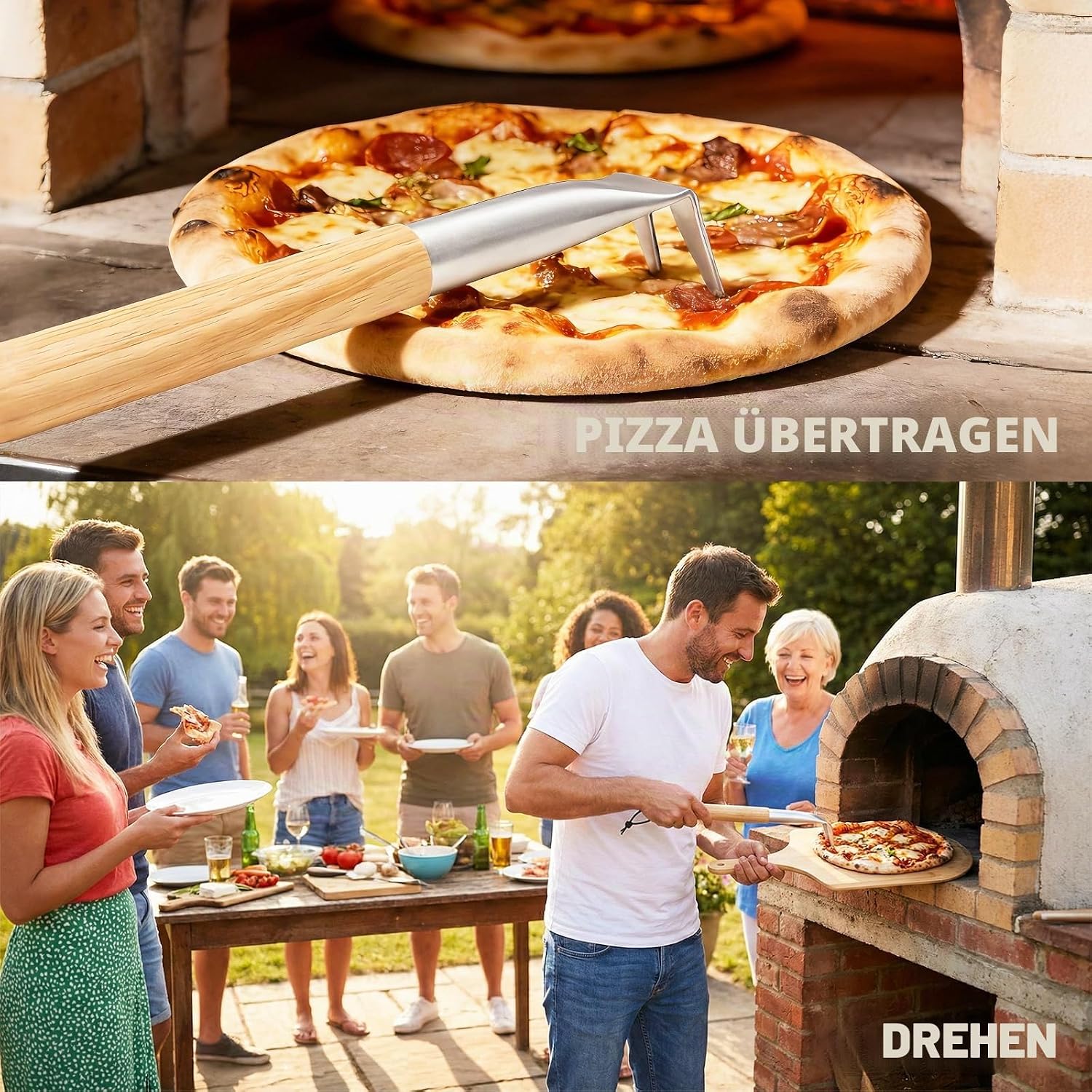 Detalle de 8-teiliges Pizza-Set mit Pizzaschieber, Ofenbürste und mehr – Alles für perfektes Backen im Ofen oder Gasgrill