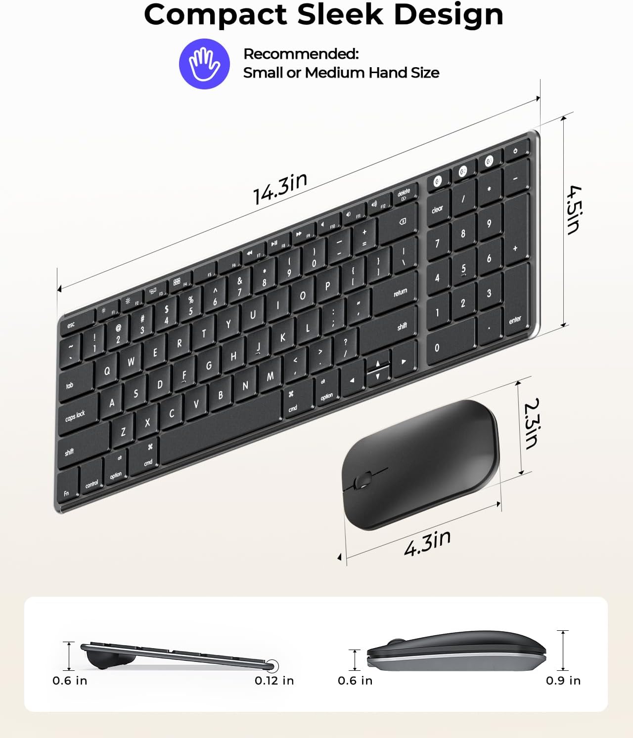 Detalle de Seenda SKM64-2 Bluetooth Keyboard and Mouse Combo for Mac