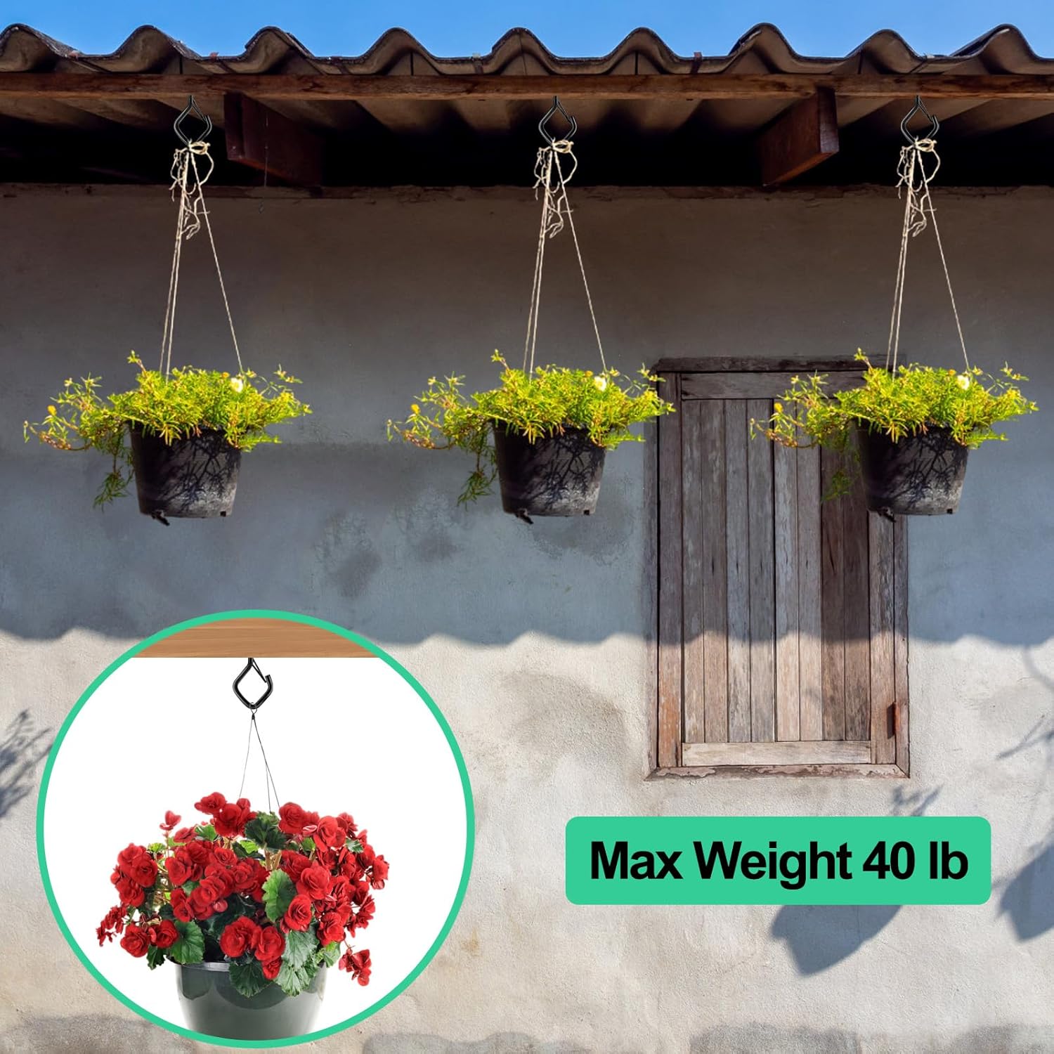 Thumbnail 4 de 30 Pcs Q-Hanger Hooks: Outdoor Screw Hook Lights with Safety Buckle, Wall/Ceiling Mount (Black) + Wind Nut Driver