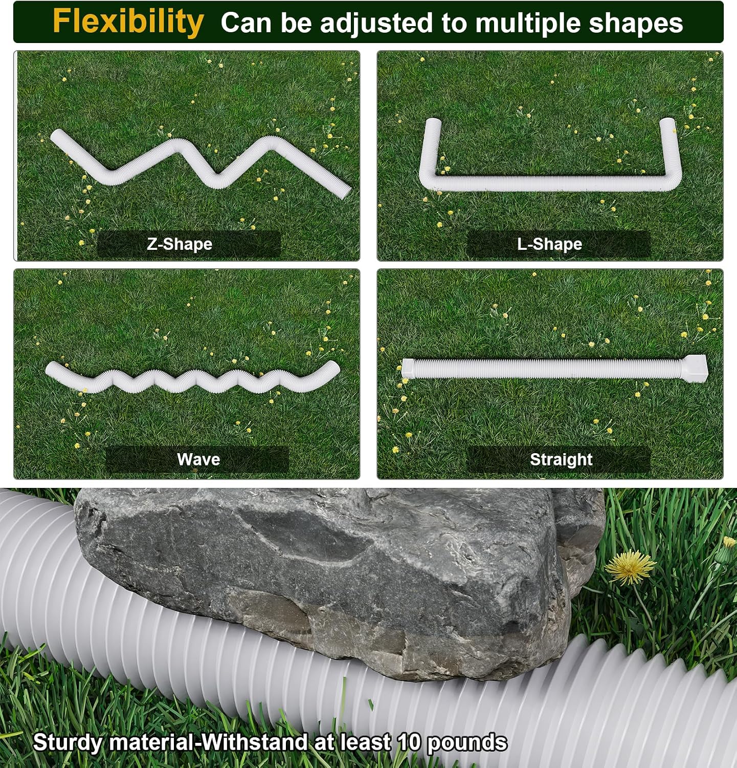 Detalle de Ogutter Rain Gutter Downspout Extensions, Adjustable 21–66 Inches, 2-Pack