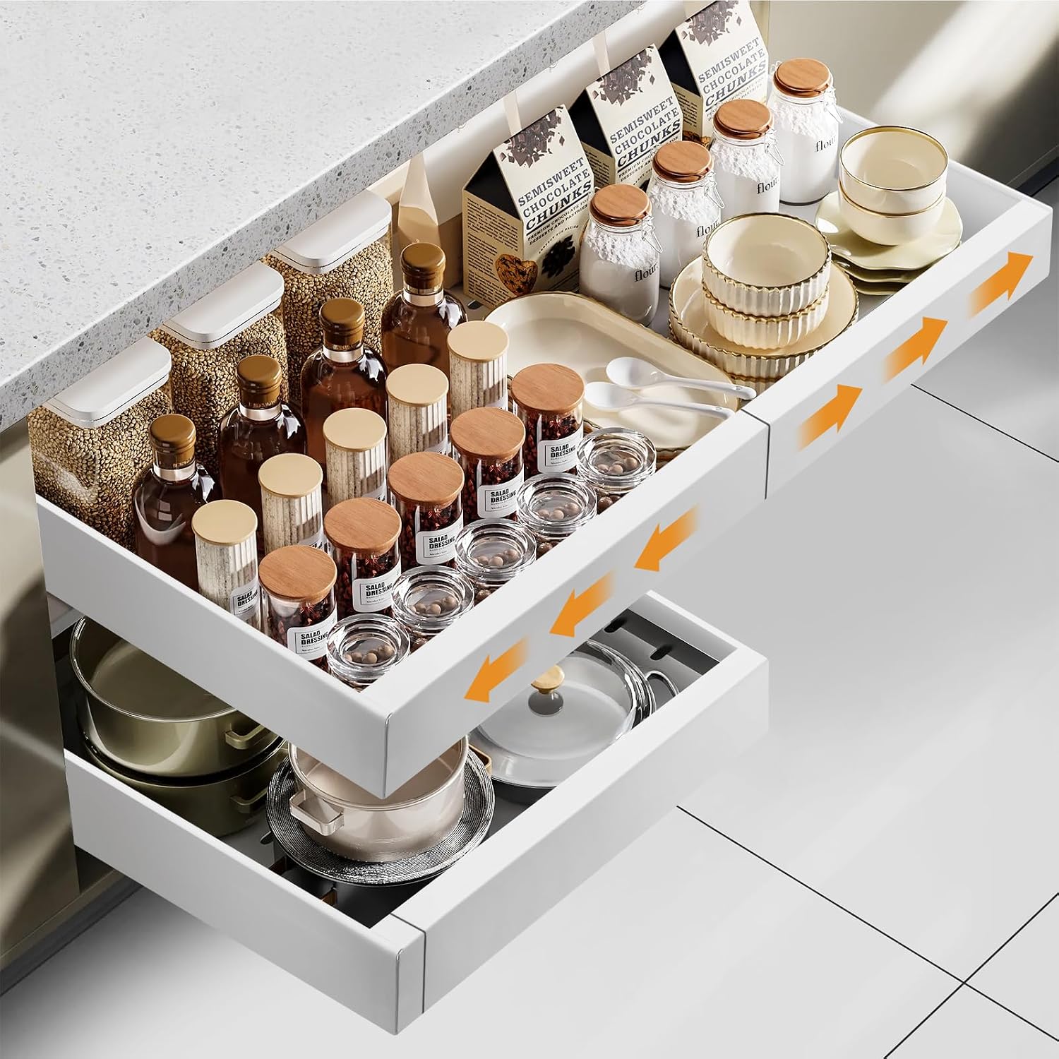 Detalle de Cozary Retractable Pull Out Drawer – teleskopowa szuflada kuchenna 32–52 cm