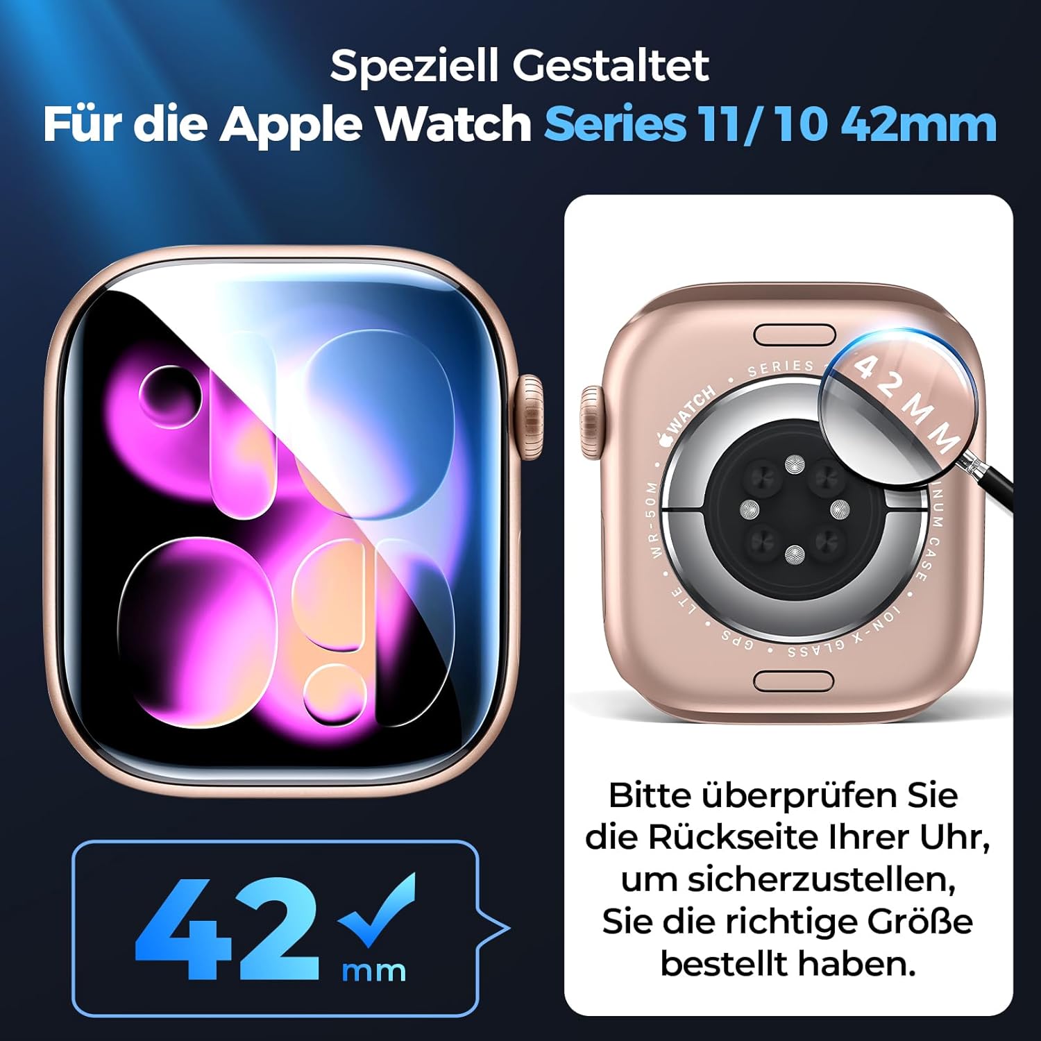 Detalle 2 de LK Displayschutzfolie 8er-Set für Apple Watch 42mm Series 11/10 – TPU, selbstheilend, blasenfrei