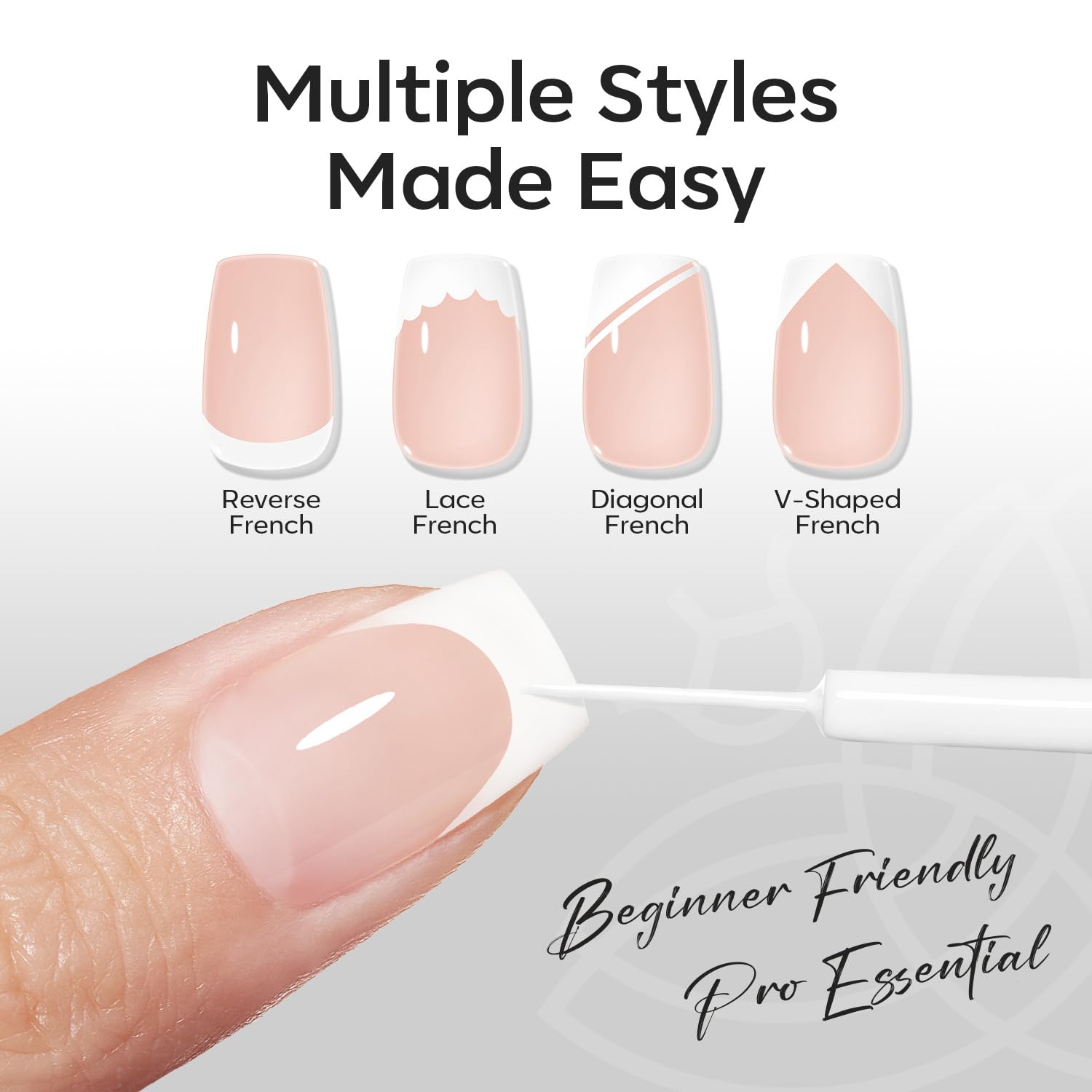 Thumbnail 1 de Modelones White French Tip Liner Gel Polish, 15 ML – Ultra-Fine Precision White Liner for French Tips & Nail Art