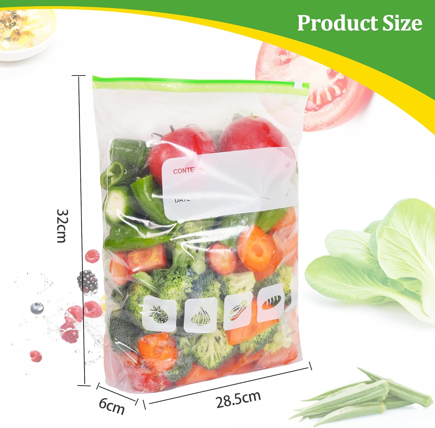 Thumbnail 1 de Freezer Bags Ziplock 60pcs (4.55L) BPA-free large food storage bags with writable area