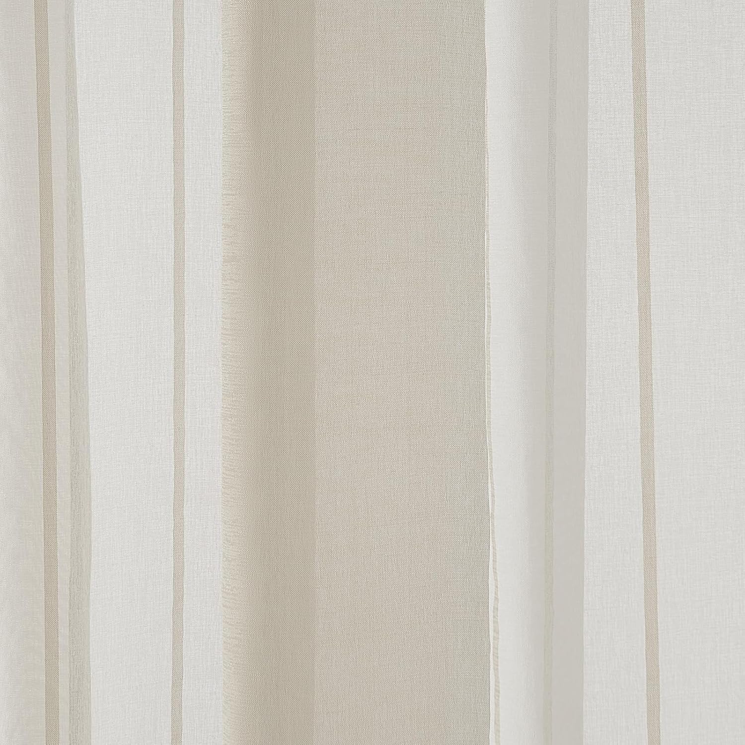 Thumbnail 2 de Topfinel Cortinas Rayadas para Sala 140x240cm 🏡 2 Piezas Blancas y Caqui