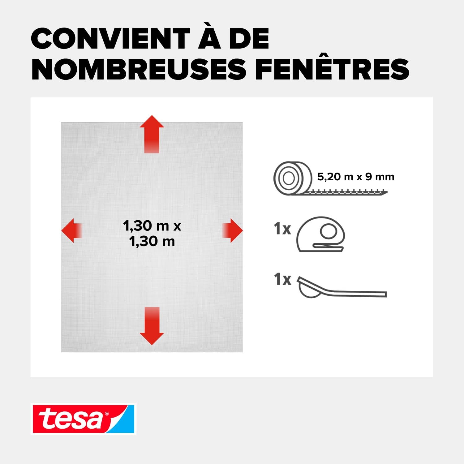Detalle de tesa INSECT STOP H&L Fly Screen Premium Windows – Moustiquaire 130 cm x 130 cm, Anthracite