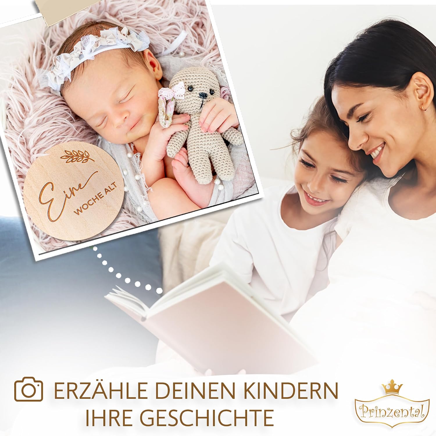 Thumbnail 6 de Prinzental Meilensteinkarten Baby aus Holz mit 40 Meilensteinen, Blankokarte und Stoffbeutel
