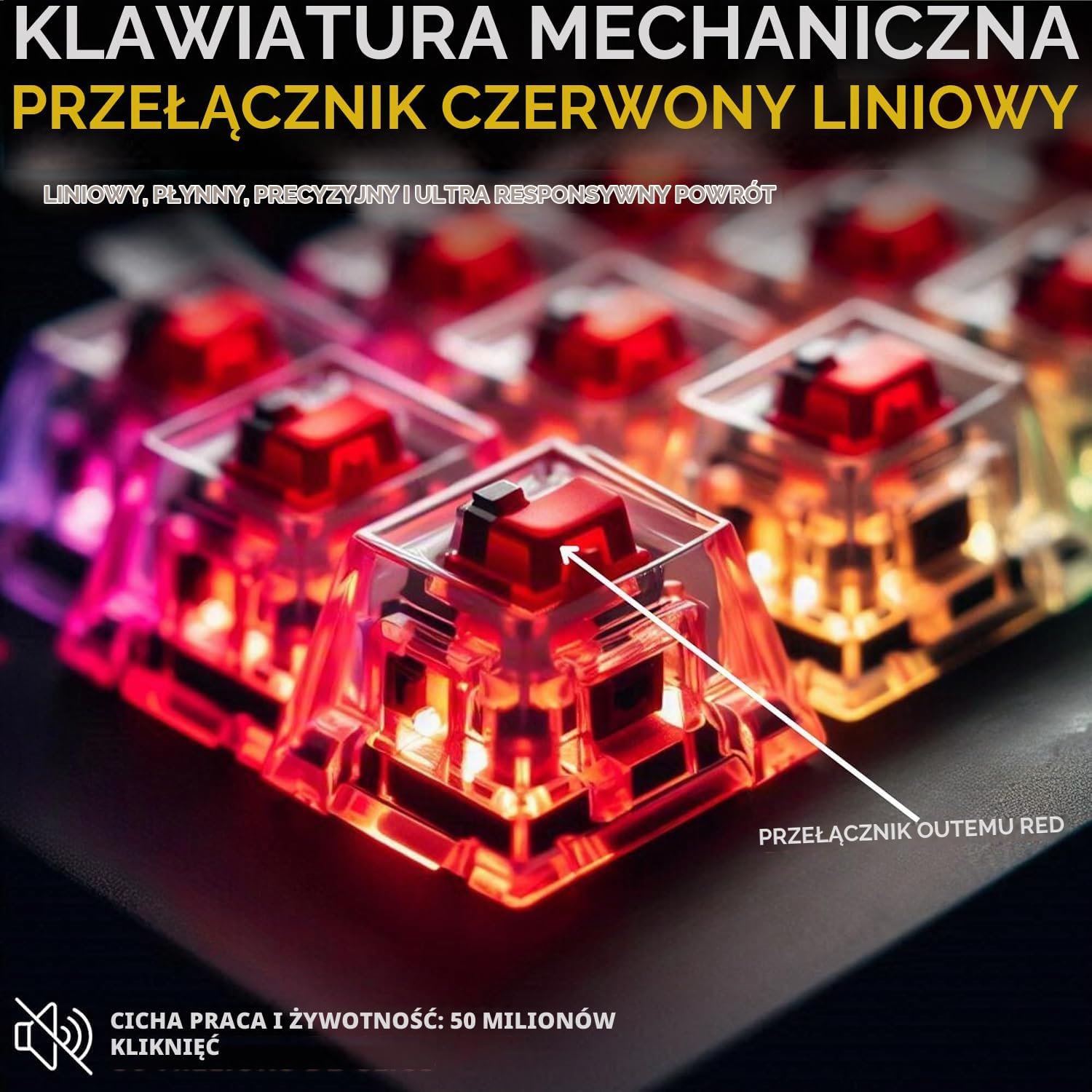 Detalle de THE G-LAB KEYZ-PLATI-TKL – klawiatura mechaniczna AZERTY TKL, Red Outemu, RGB