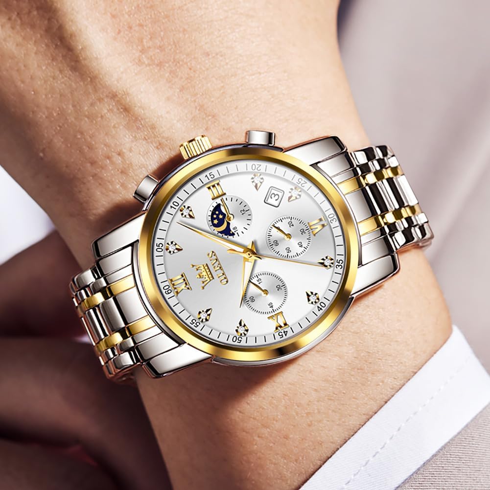 Detalle 2 de OLEVS Herrenuhr 42 mm Quarz mit Datum
