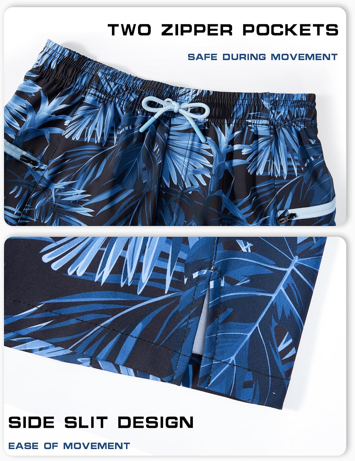 Detalle de APTRO Men's 9" Swim Trunks with Compression Liner, Zip Pocket and Quick-Dry Fabric