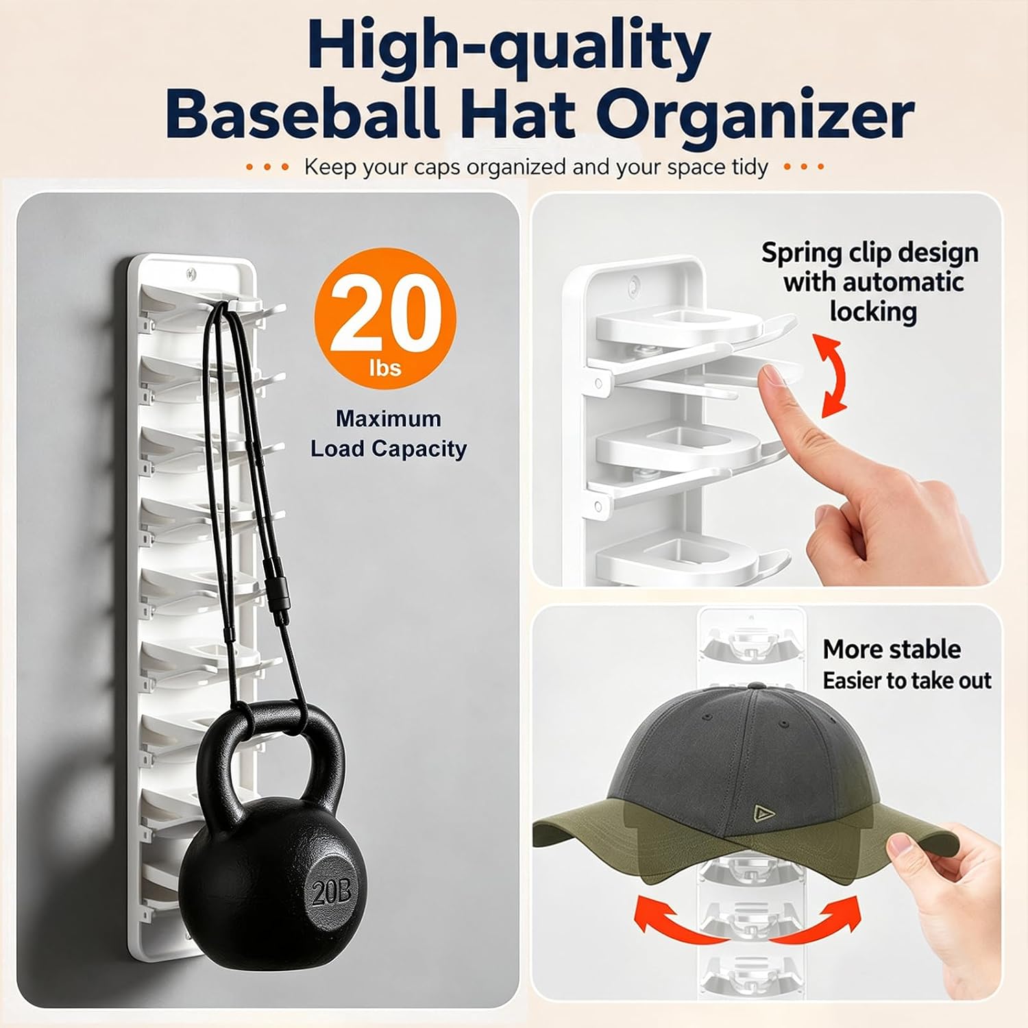 Thumbnail 4 de Wall-mounted hat rack, 20-cap capacity