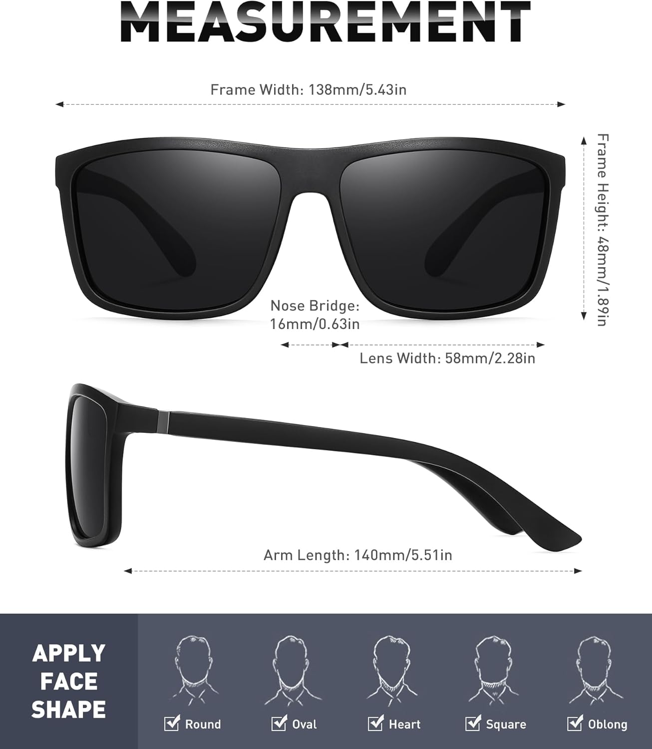 Detalle de Perfectmiaoxuan Polarisierte Sonnenbrille Polarisierte Herren-/Damenbrille mit TR90-Rahmen (UV400, Vintage/klassisch)