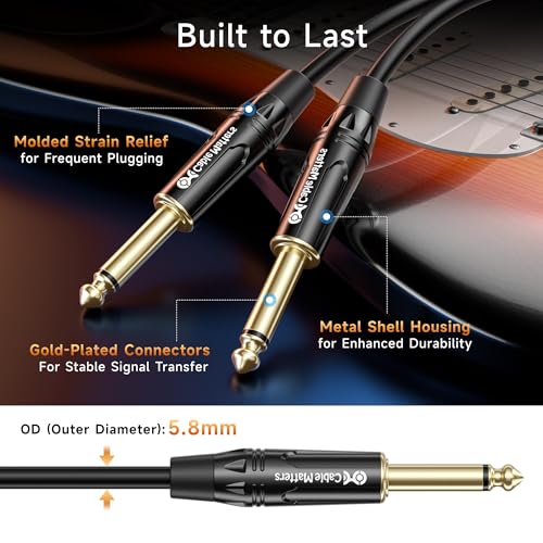 Detalle 2 de Cable Matters 2-Pack 1/4 Inch TS Guitar Cable, 6 ft