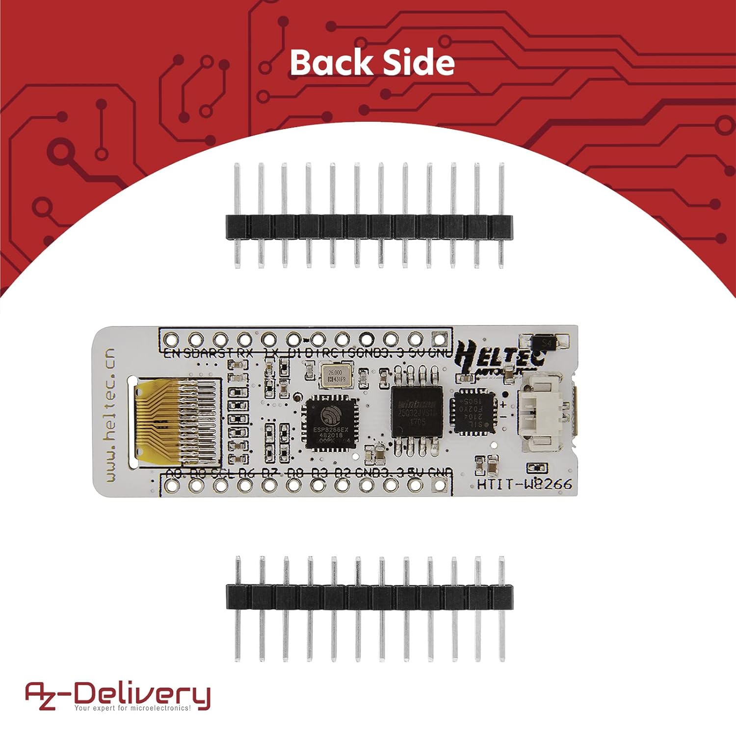 Thumbnail 2 de AZDelivery NodeMCU ESP8266-12F Heltec avec écran OLED et CP2102 pour projets WiFi (compatible Arduino)