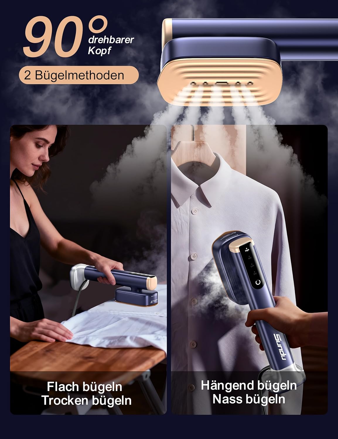 Thumbnail 6 de Sundu Dampfglätter / Steamer mit 2 Wassertanks (180 ml + 100 ml) und Touch-Steuerung