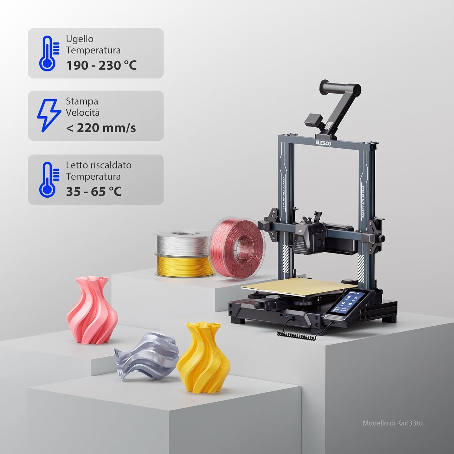 Thumbnail 4 de ELEGOO Filamento Seta PLA 1,75 mm Viola Bluastr Bluastro – 1 kg