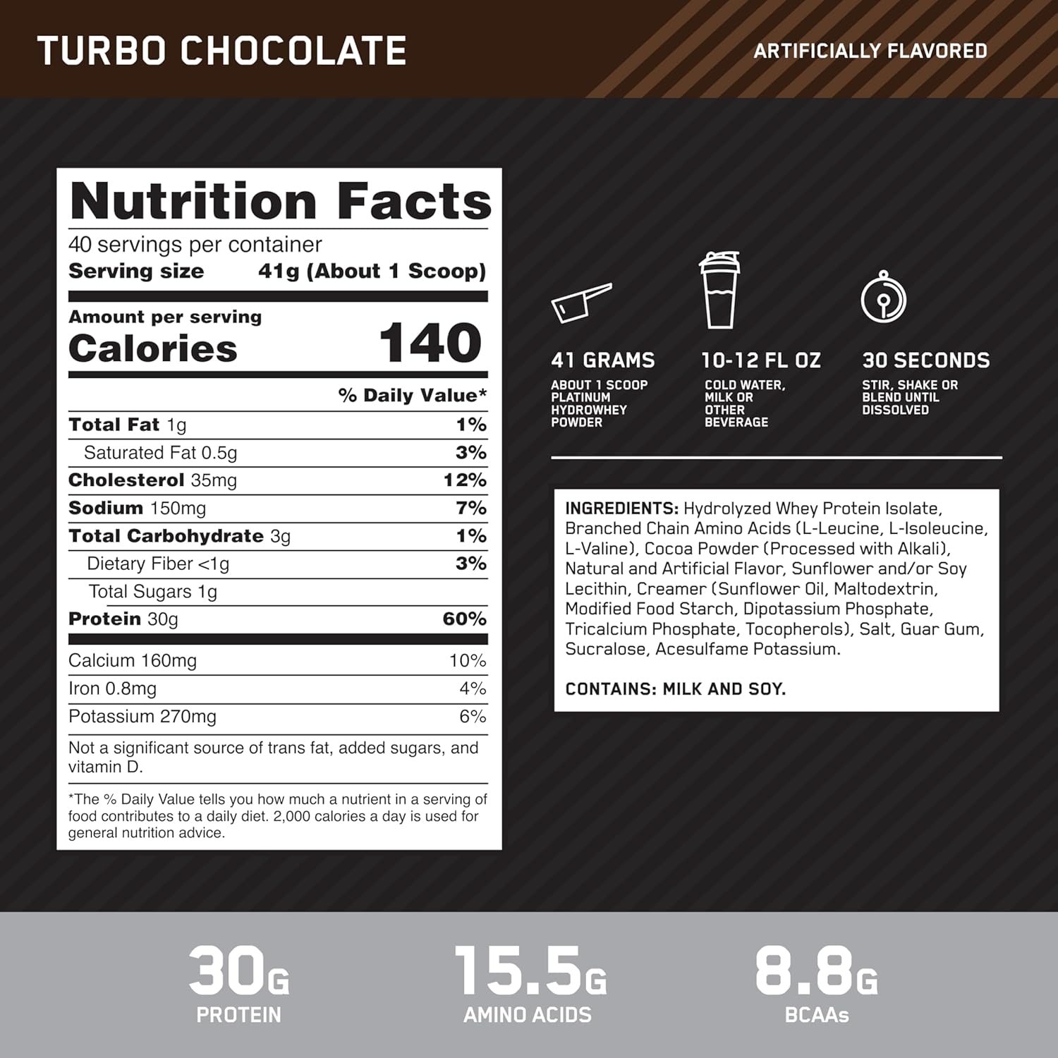Detalle de Optimum Nutrition Platinum Suero Hydro Aislado 40 porciones