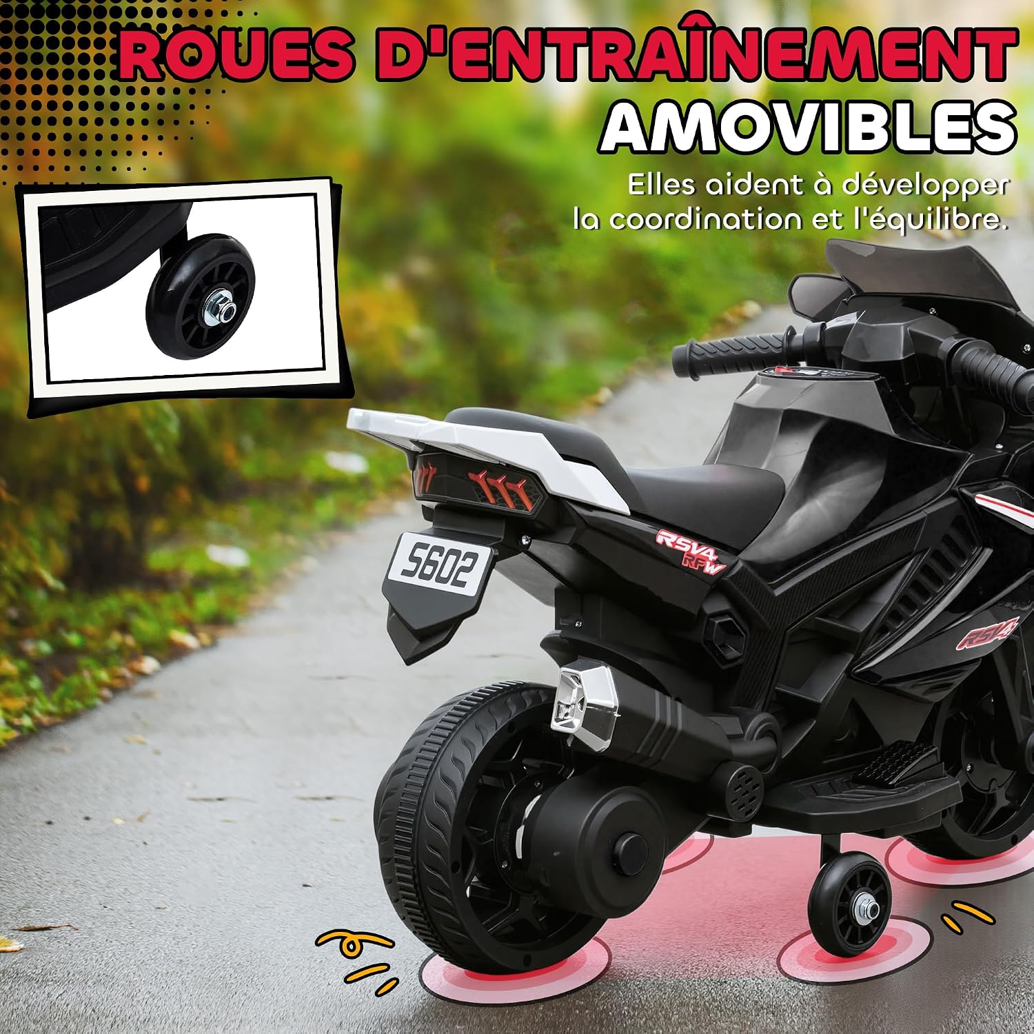 Thumbnail 4 de AIYAPLAY 370-451V90BK elektrische kinder-motorfiets, 6 V, 2,5 km/u