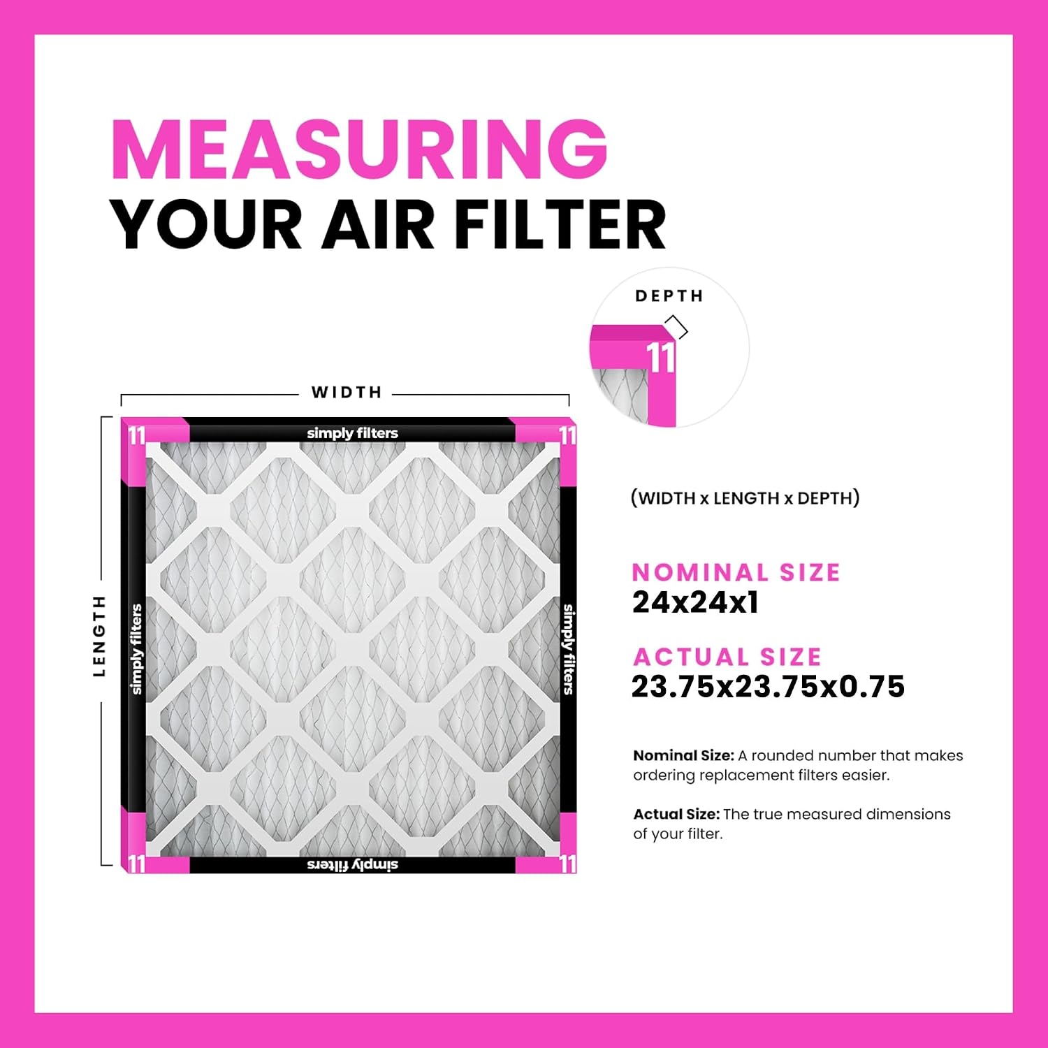 Thumbnail 1 de Simply 24x24x1 Air Filter, MERV 11, 6-Pack, Pleated HVAC Filter