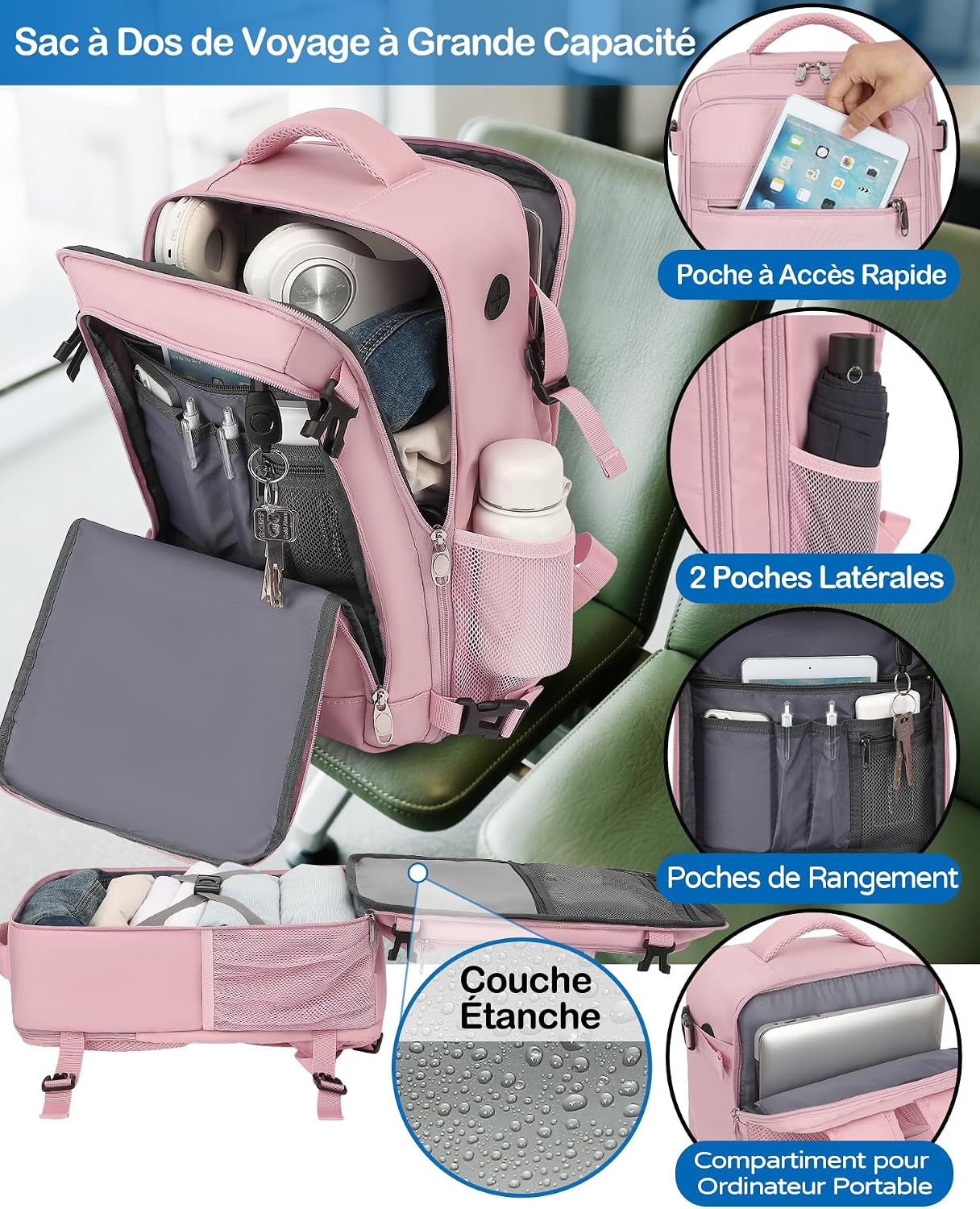 Detalle 2 de KLOSTAIN Sac à Dos Voyage 30L 45x36x20