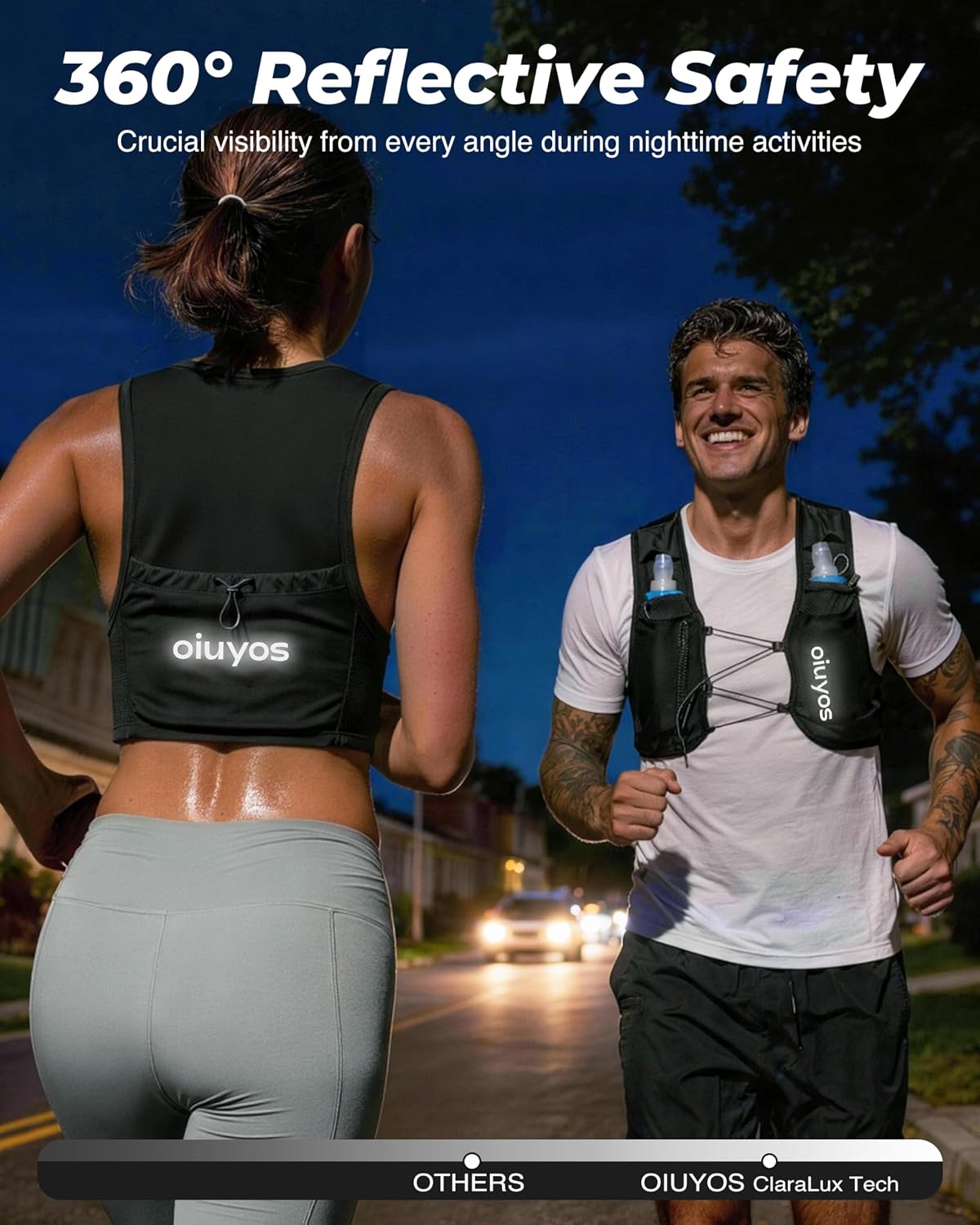 Thumbnail 6 de Oiuyos Running Vest for Women & Men — Adjustable Chest Straps, 500ml Hydration Flask, 8 Pockets, Lightweight Reflective Vest