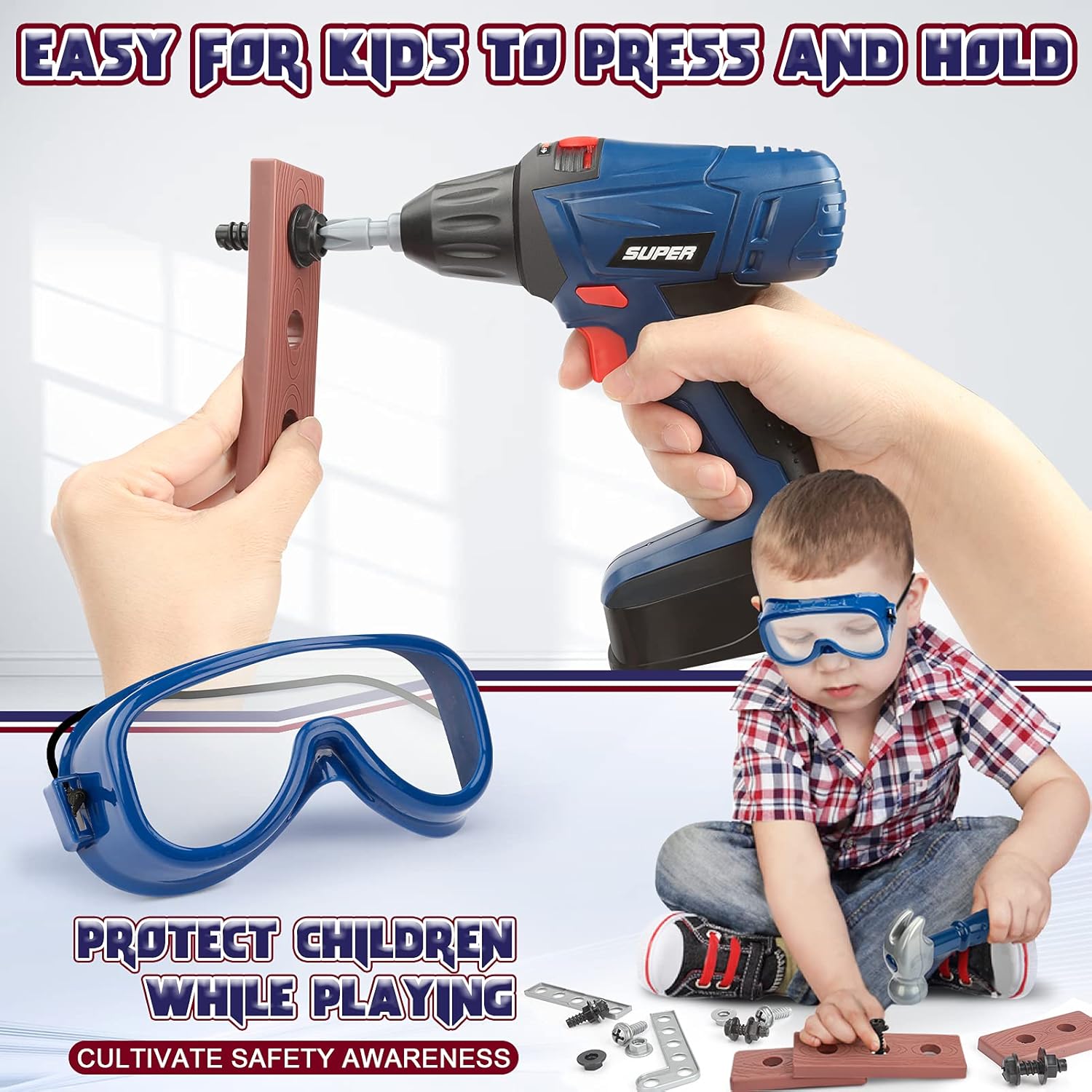 Thumbnail 4 de Vanplay Kinder-Werkzeugkoffer mit elektrischer Spielzeug-Bohrmaschine (52-teilig)