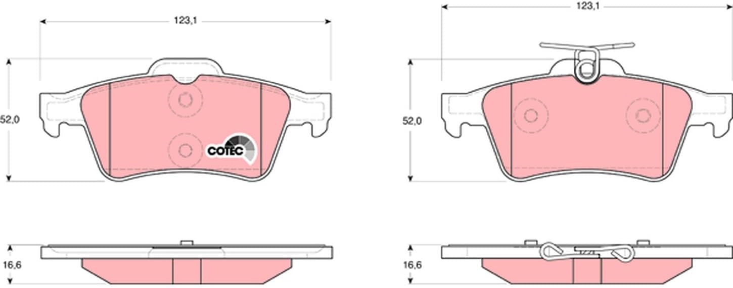Detalle de Kit de 4 plaquettes de frein TRW GDB1621 pour essieu arrière – Peugeot 3008 (2009-2017)