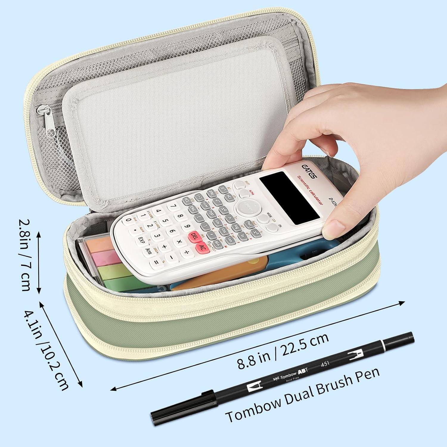 Detalle de FINPAC Federmäppchen Federtasche erweiterbar (ZA – Grün) – Stifteetui mit Organizer und Netzfach