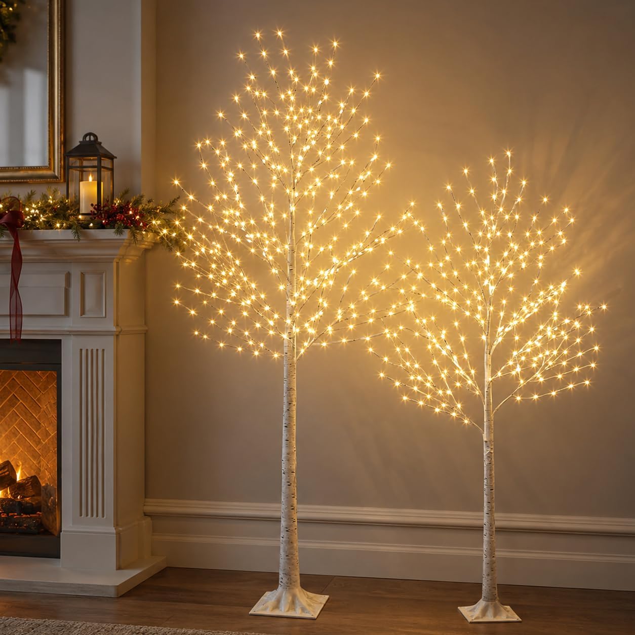 Detalle de PEIDUO 803170CC Lighted Birch Tree Set, 5 ft and 6 ft LED Trees