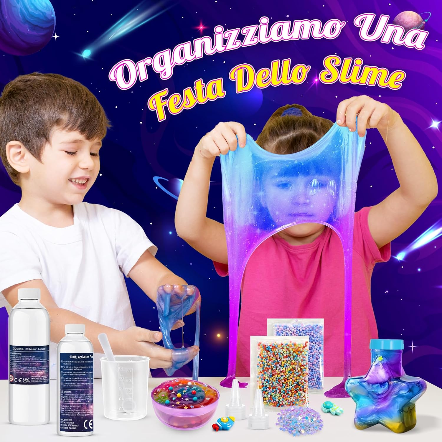 Thumbnail 5 de iKidiki Galaxy Slime Fluffy: kit slime per bambini 6-12 anni con accessori e contenitori
