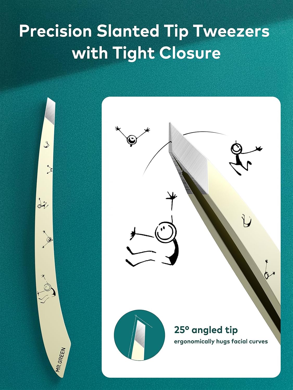 Detalle de MR.Green Tweezers Precision slanted eyebrow plucker