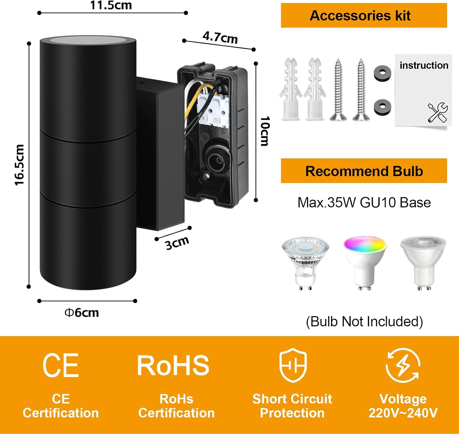 Thumbnail 1 de Kerry Outdoor Wall Lights IP65 2 Pack