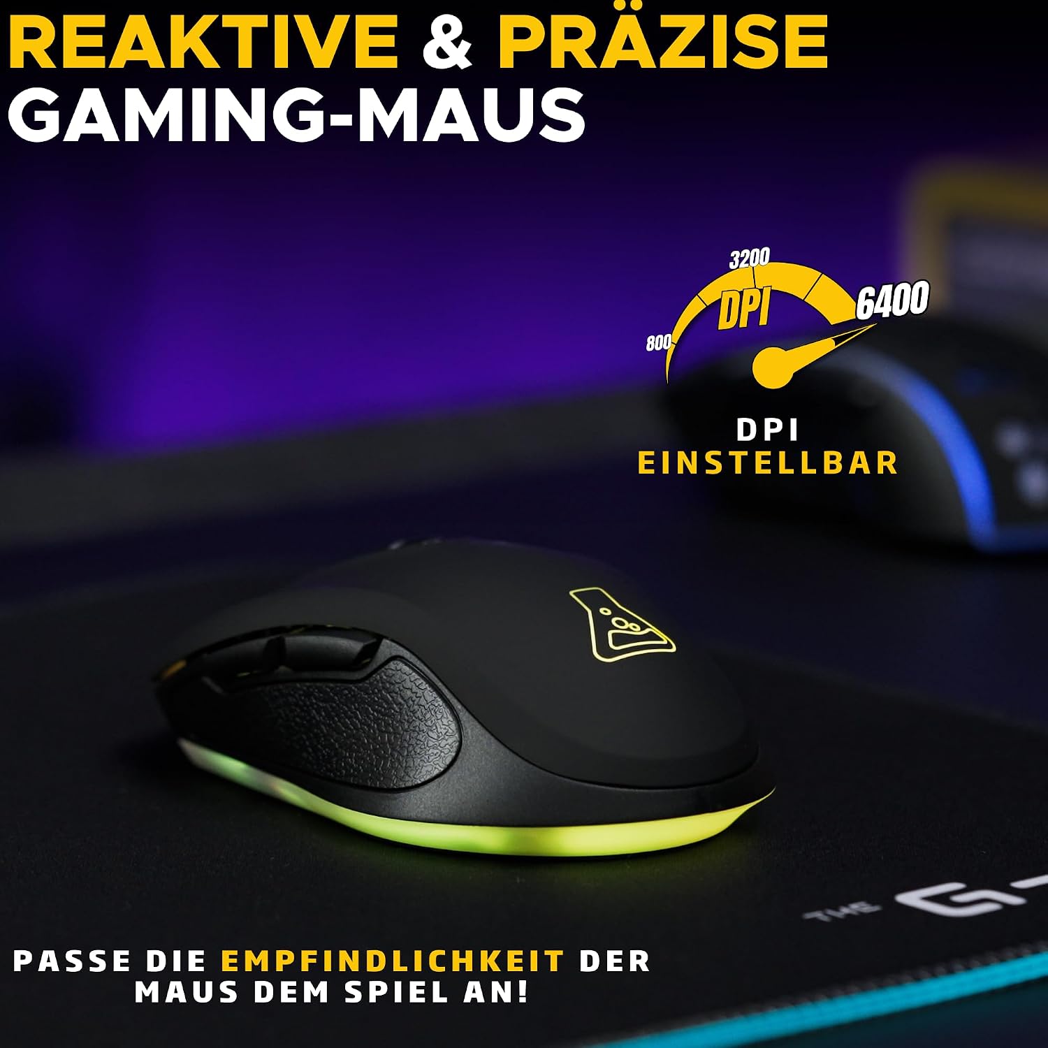Detalle de The G-LAB Kult Krypton – Kabellose Gaming-Maus mit 6400 DPI, Bluetooth & 2.4 GHz