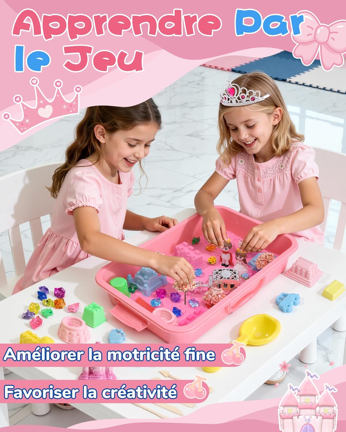 Detalle 2 de cycletour Coffret sable magique « Série Château » (1 kg de rose super sand) dès 3 ans