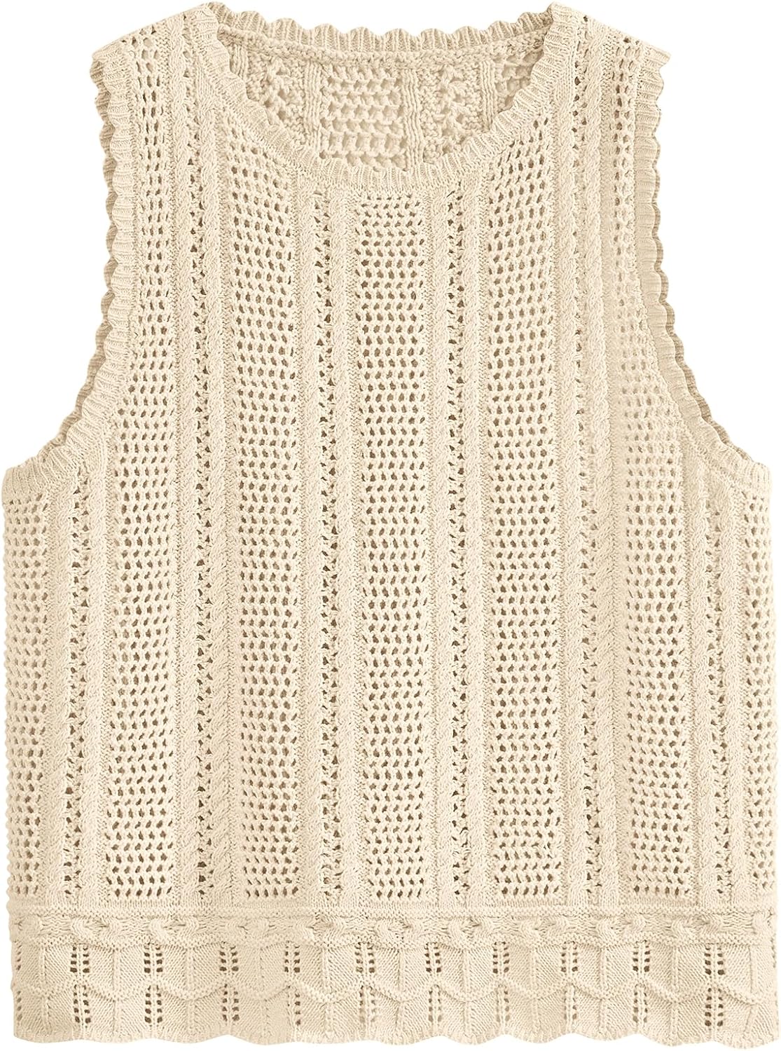 Detalle de KIRUNDO Crochet Sweater Vest Tank Tops (Beach Resort Cover Up) for Women