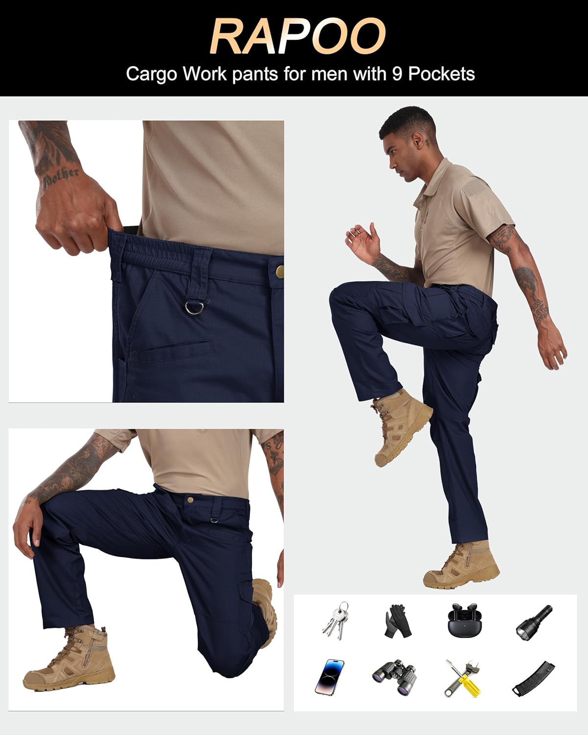 Thumbnail 5 de Rapoo Ripstop Cargo Tactical Pants, 9 pockets