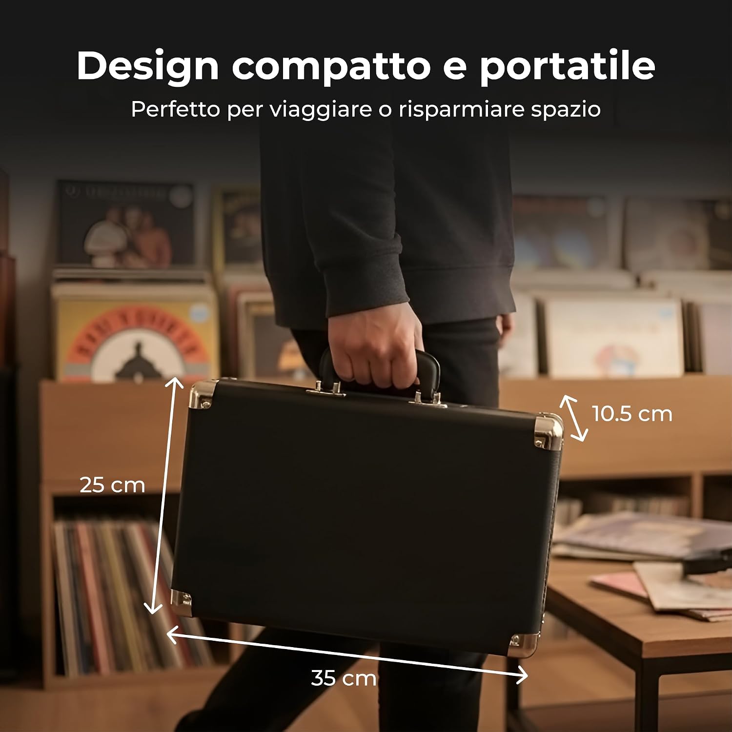 Thumbnail 6 de Giradischi Denver VPL-120BLACK design valigia: 3 velocità, altoparlanti integrati e USB