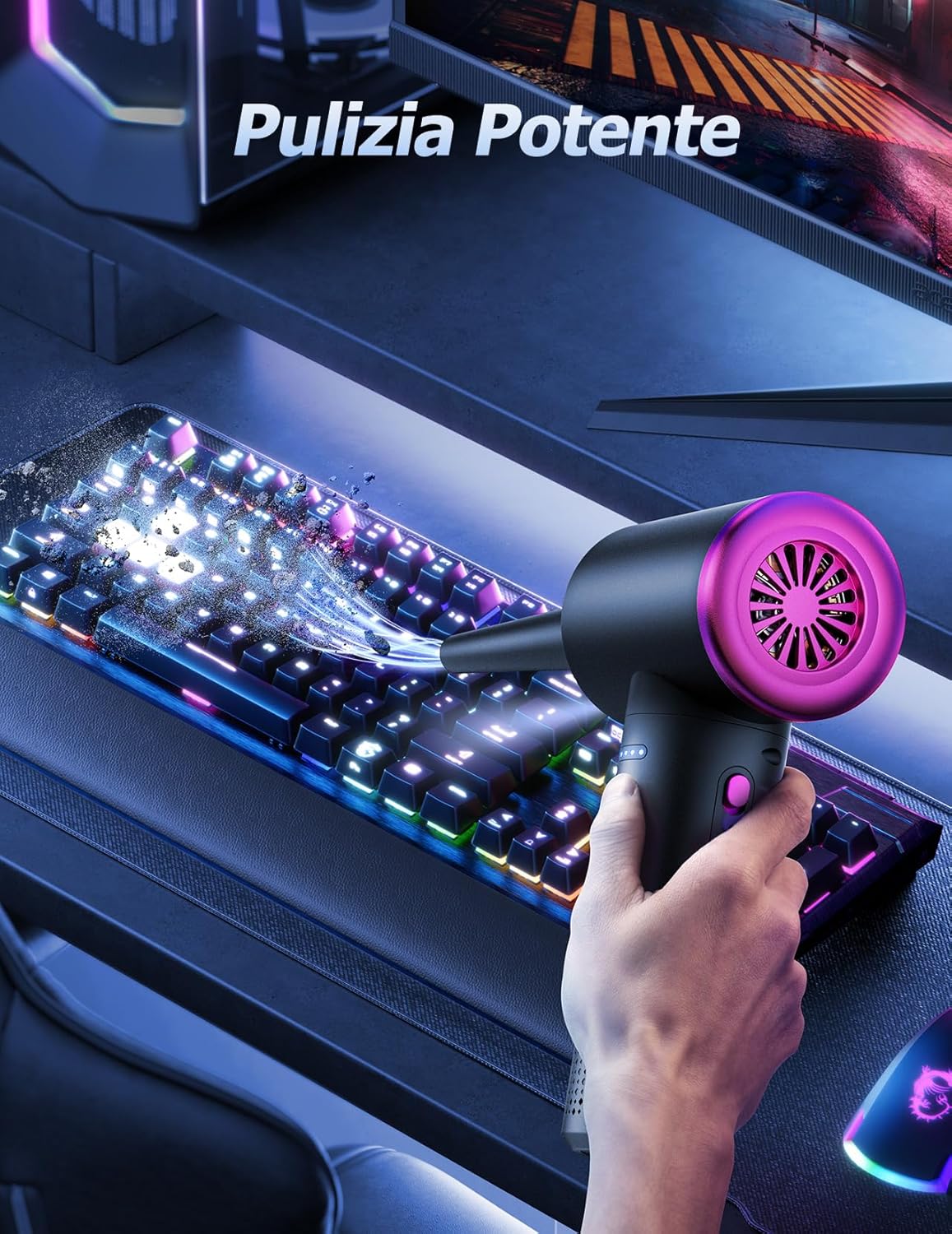 Thumbnail 3 de Soffiatore ad aria compressa 9000 mAh, 3 velocità per PC e auto