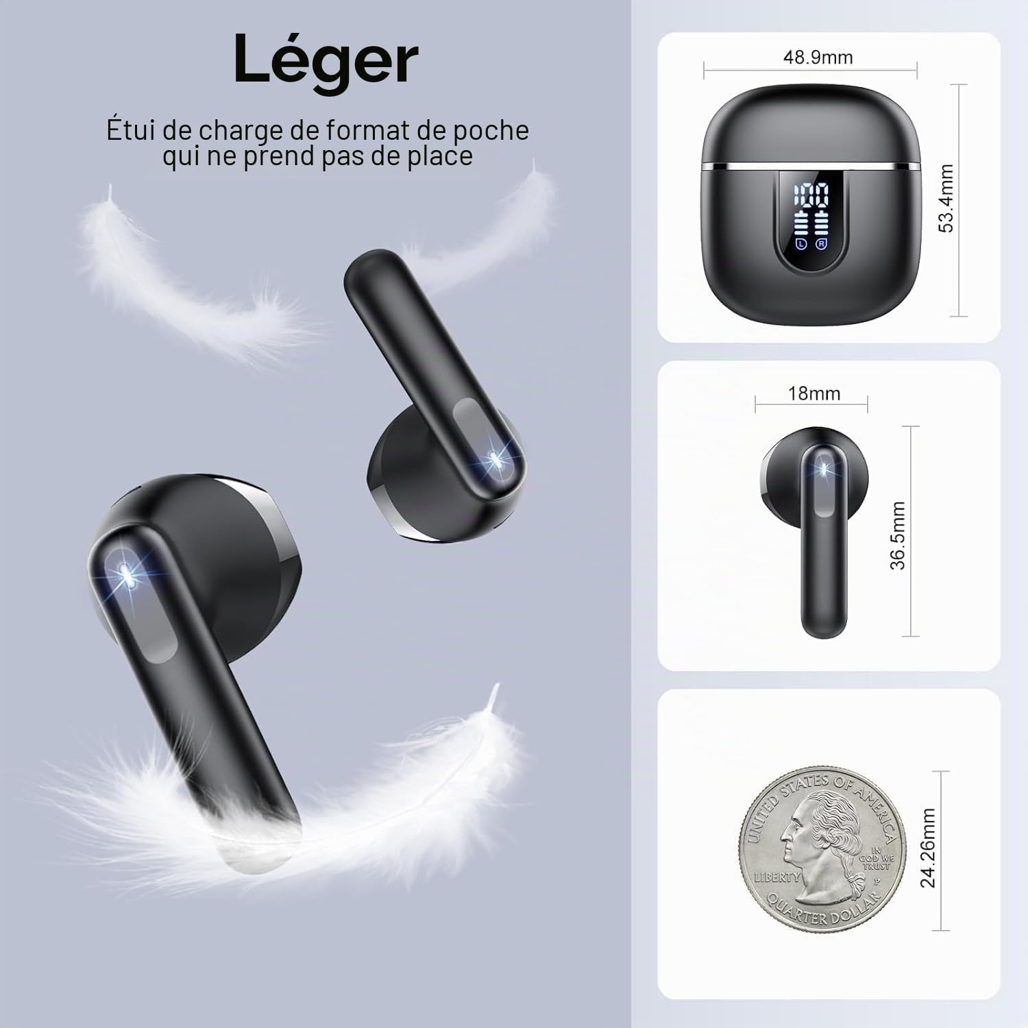 Thumbnail 6 de Écouteurs Bluetooth sans fil Bluetooth 5.4 avec réduction de bruit ENC, 4 micros et autonomie jusqu’à 40 h (USB‑C, IP7)