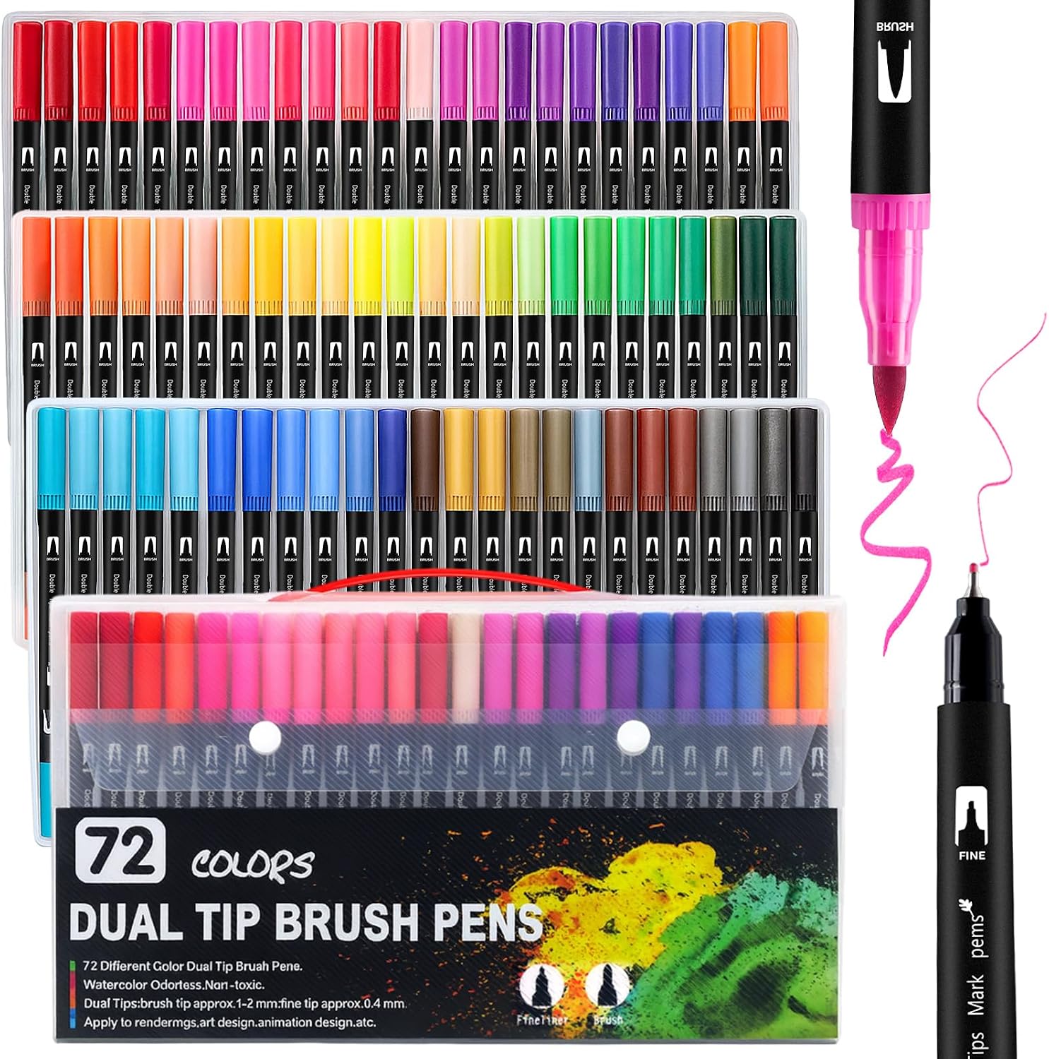 Thumbnail 6 de Thboxes 36 Colouring Pens (Dual Tip) – water-based felt & brush marker set for adult sketching, colouring and calligraphy