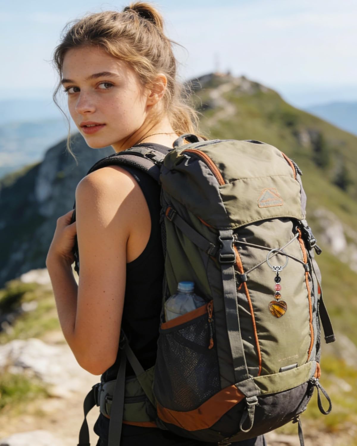 Detalle 2 de Seyaa Porte-clés Cœur en Pierres Naturelles – Cadeau symbolique pour femme