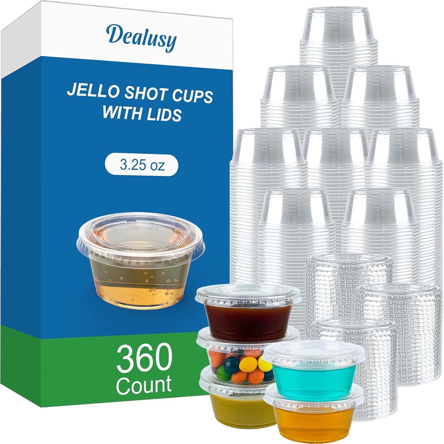 Detalle de Dealusy 360 Set 3.25 oz Jello Shot Cups with Lids (360-pack)