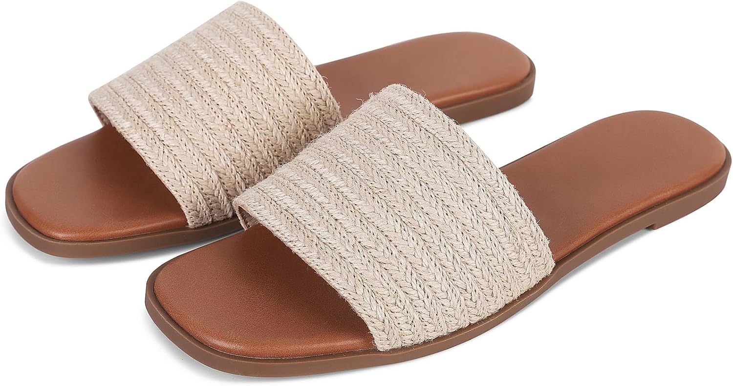 Detalle de Tscoyuki Slides Sandals for Women — Basic Slip-On Flat Sandals with Open Toe