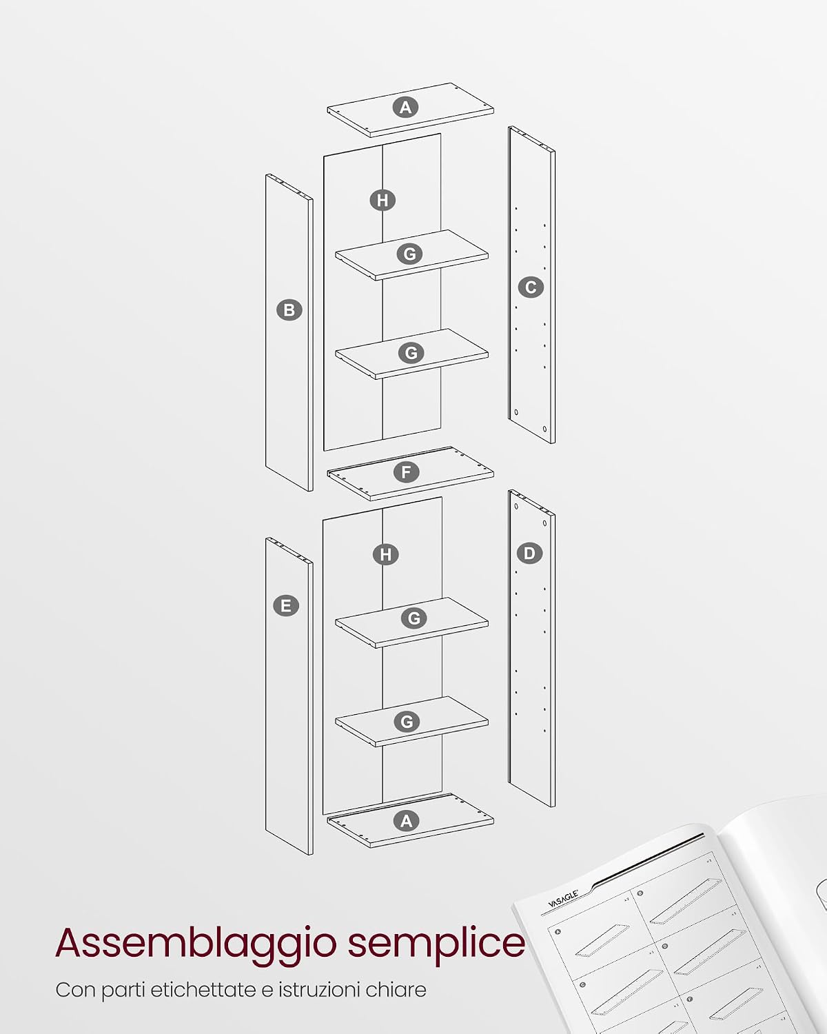 Detalle 1 de VASAGLE LBC167K01 Libreria 6 Ripiani