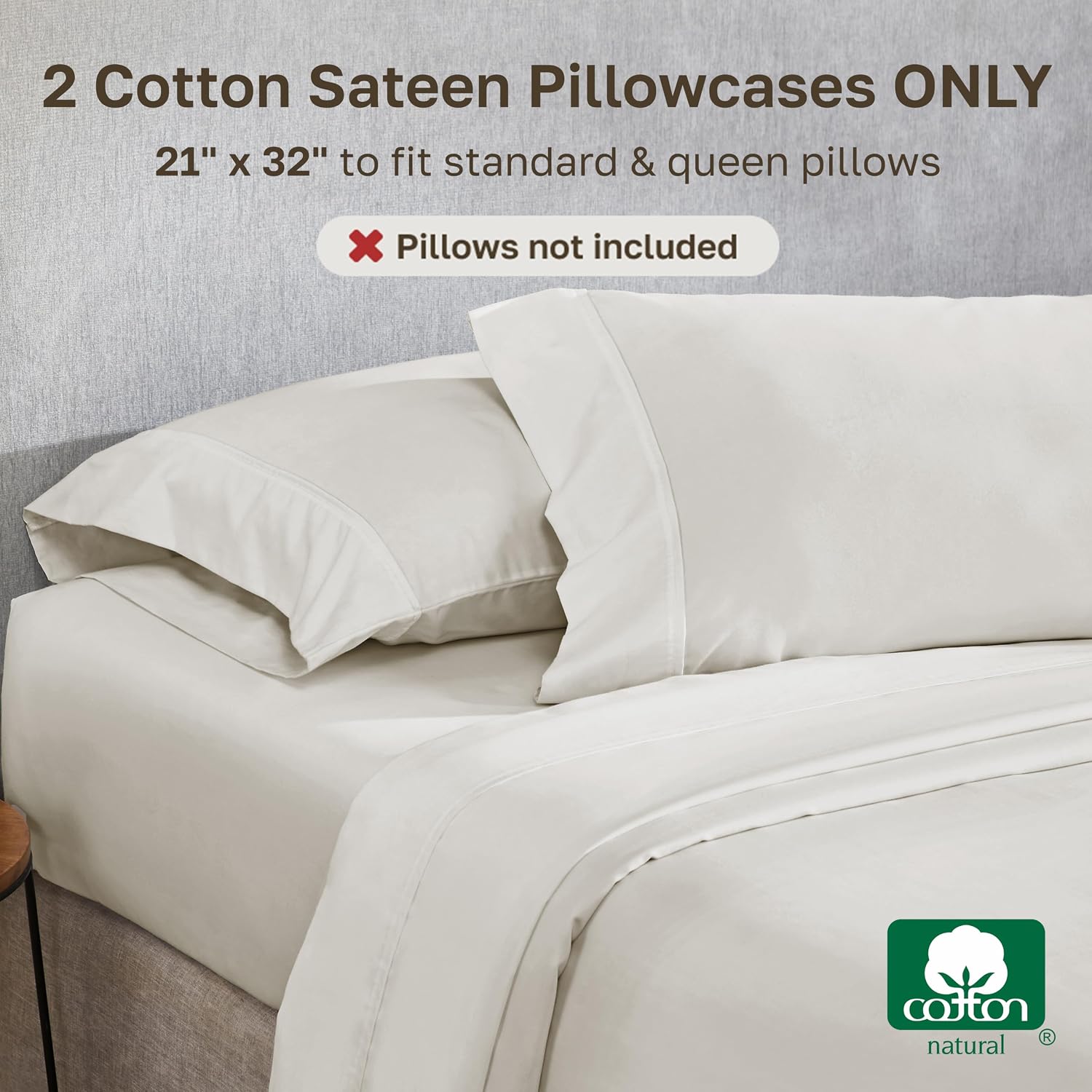 Detalle de California Design Den Cotton Pillowcases, 400 Thread Count