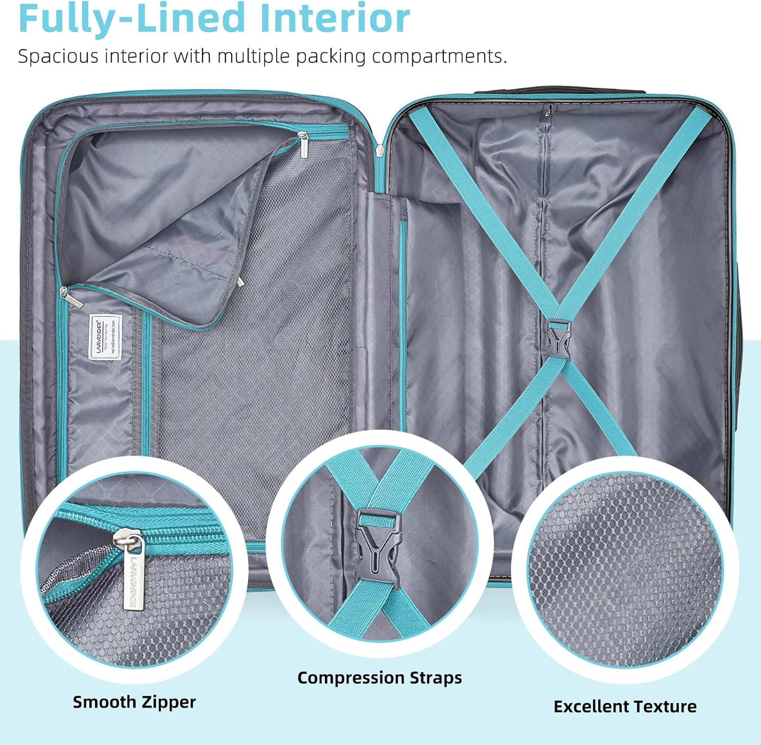 Thumbnail 6 de LARVENDER Carry on Luggage 22x14x9