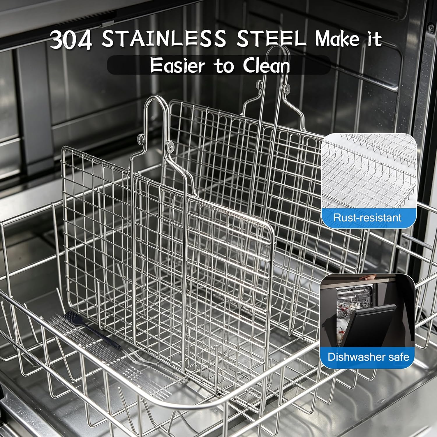 Thumbnail 6 de Gtoopal Deep Fish Grill Basket Set, 304 Stainless Steel, Detachable Handle