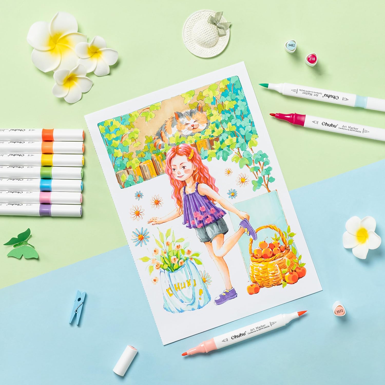 Thumbnail 4 de Ohuhu Markers Brush and Fine Tips Set (79+1 Colours) – Seamless Blending for Illustration and Design