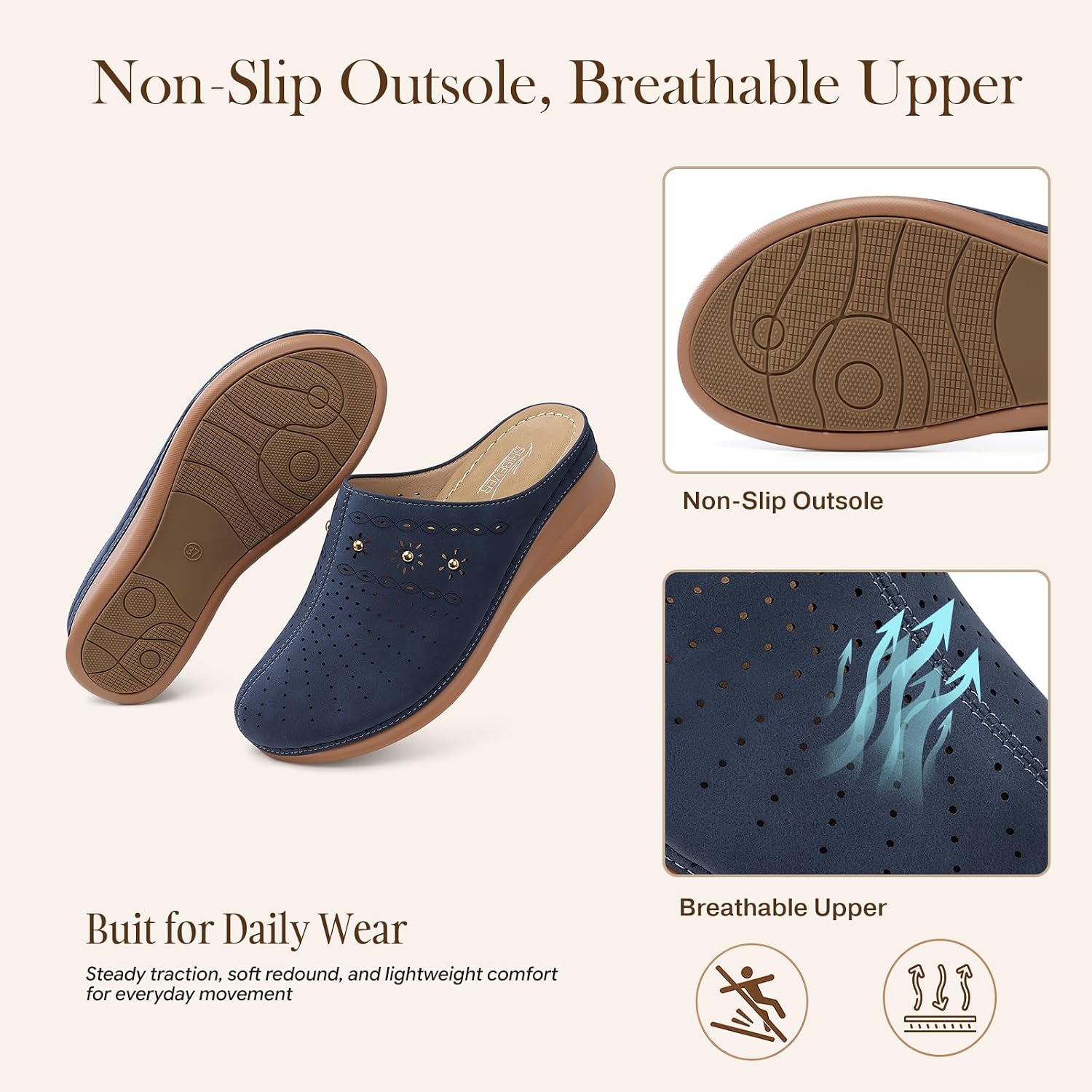 Detalle 1 de SHIBEVER Women's Clogs, Closed-Toe