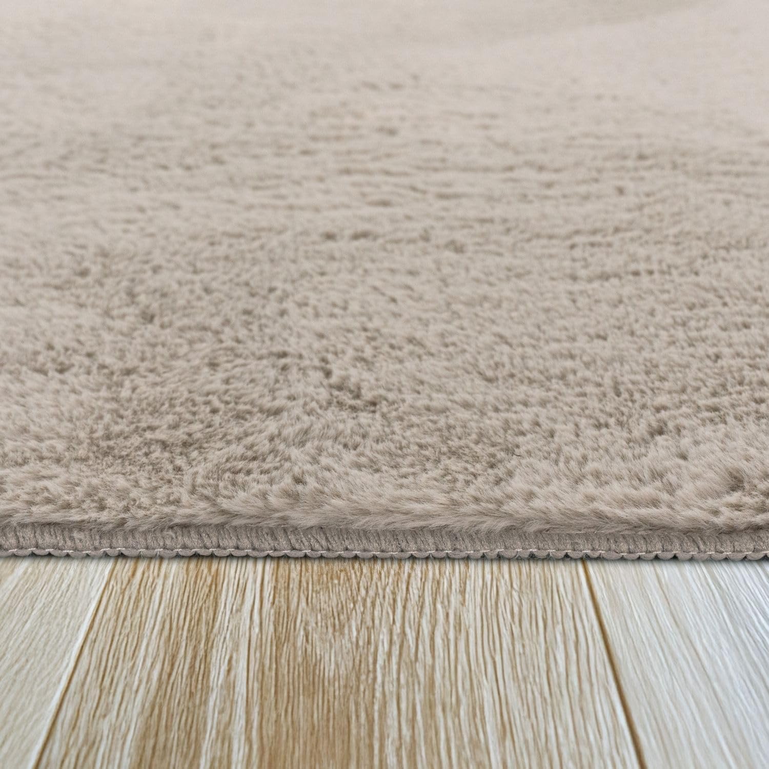 Detalle de TT Home Shaggy beige – tapis haut poil en peluche 120×160 cm